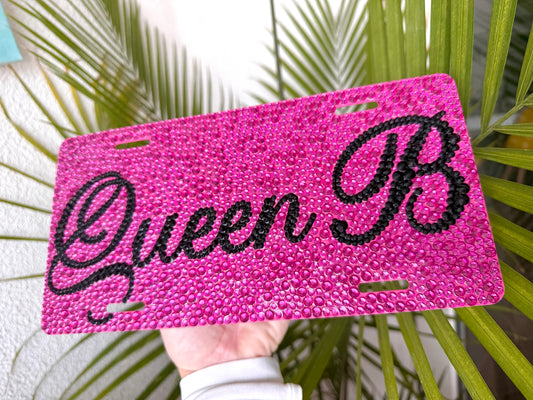Handcrafted Pink Crystal License Plate