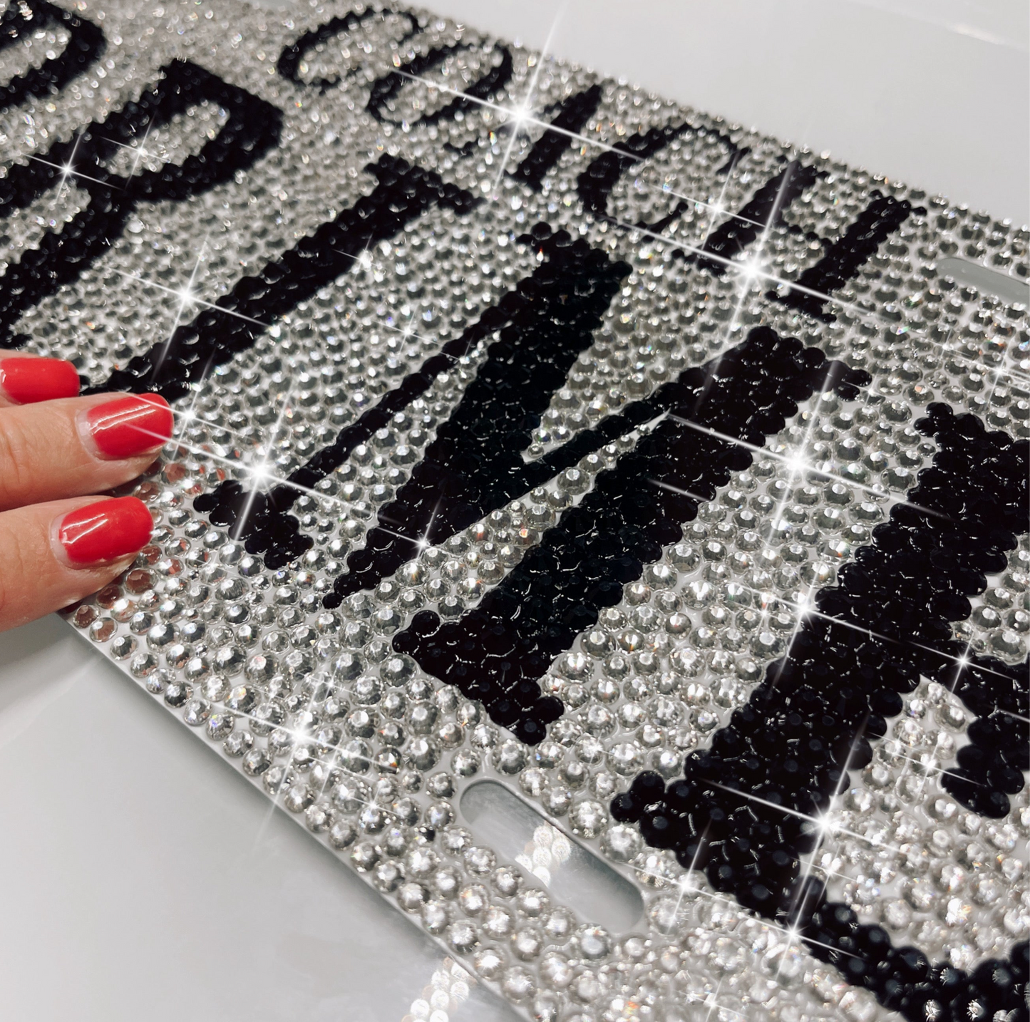 Customizable License Plates with Sparkling Crystals – Handmade Car Decor