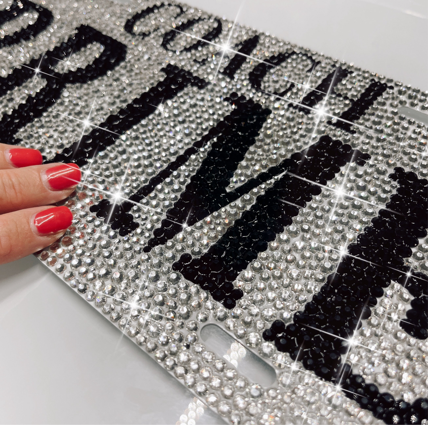 Customizable License Plates with Sparkling Crystals – Handmade Car Decor