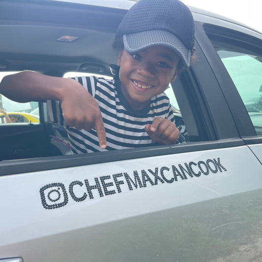 Crystal-embellished Instagram decal on a door.