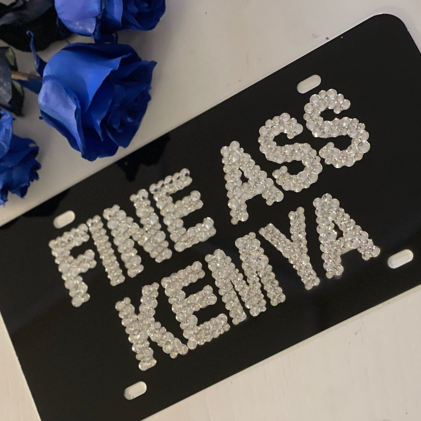 black funny license plate