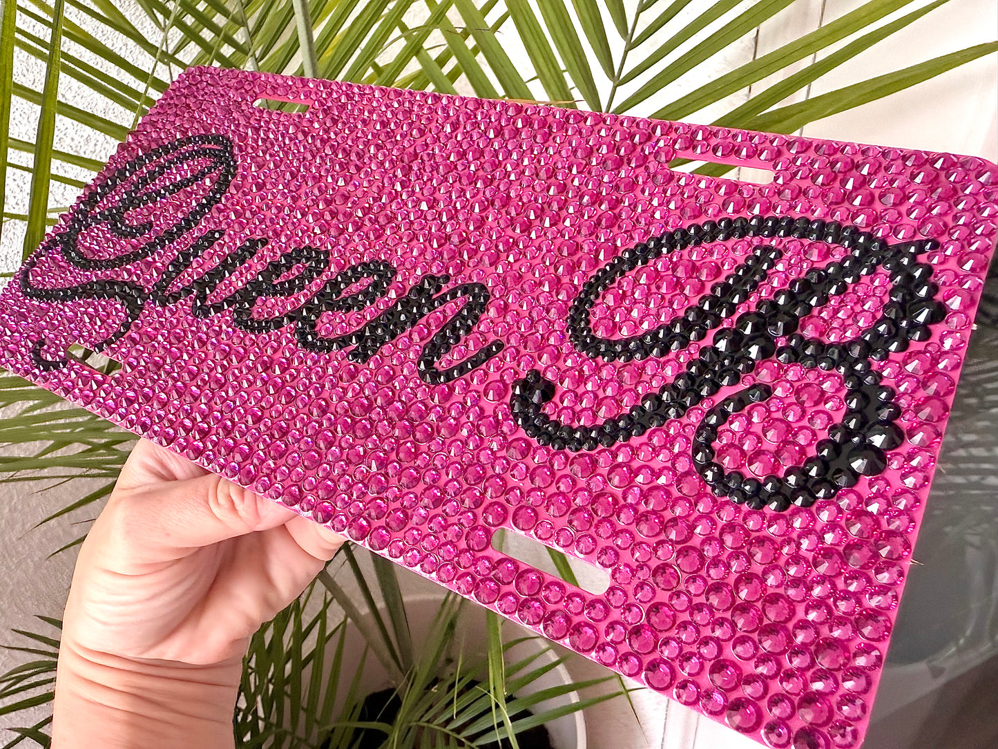 Luxury Pink Rhinestone License Plate