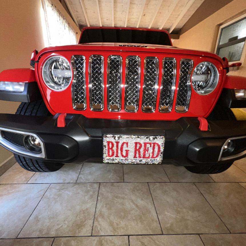 Red Crystal License Plate