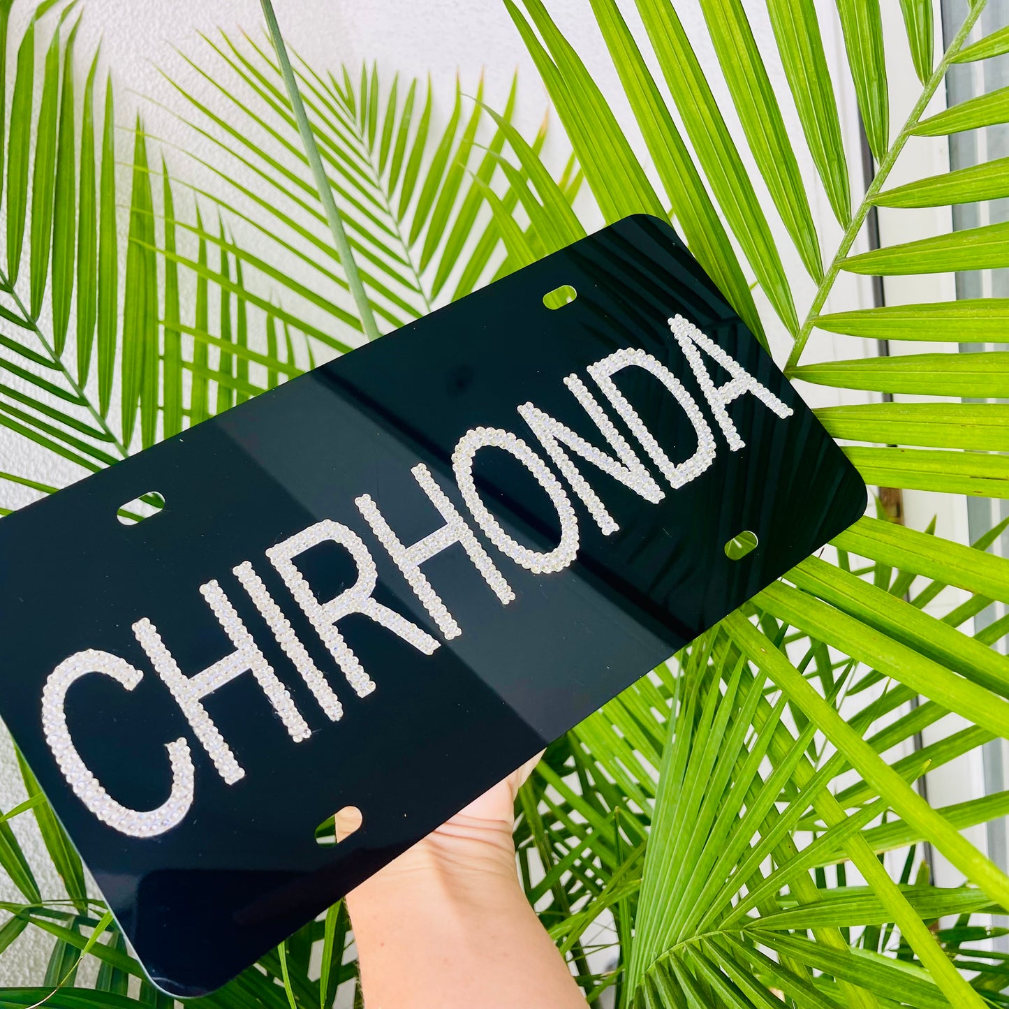 Personalized crystal name license plate for vehicle decoration